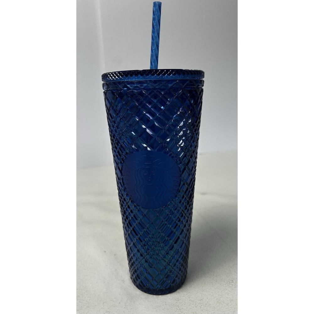 Starbucks 2023 Blue Studded Prism 24oz  Tumbler W/Straw For Iced Coffee &‎ Tea